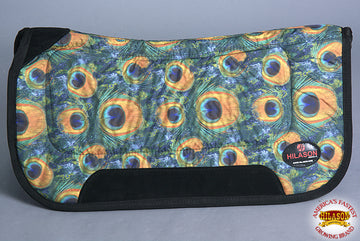 30" X 32" Hilason  Shock Absorbing Anti Slip Western Round Saddle Pad Peacock